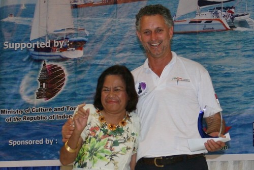 Shady Lady skipper Peter Charles receiving award in Ambon ©  SW